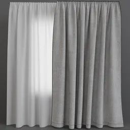 Gray linen curtain