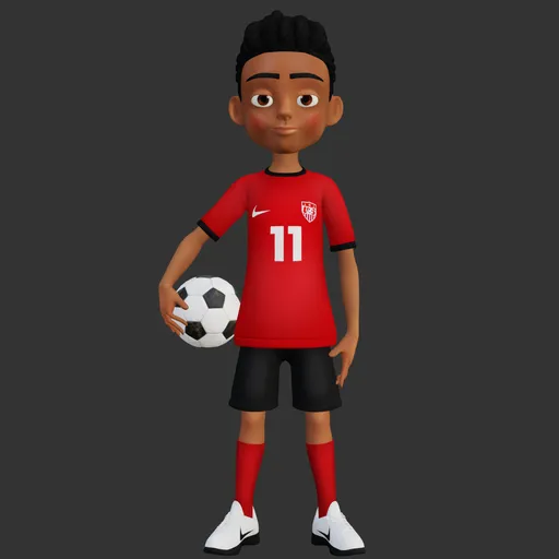 Young Stylized Soccer Player Footballer