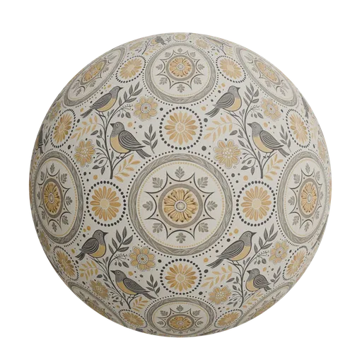 Folk art style wallpaper