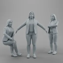 👩‍💼 Rigged Low Poly 3D Female – Business Woman Casual Pose
