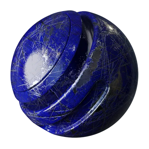 Scratched Blue Painted Metal