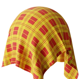 Plaid Multi Stripe Red Yellow Fabric