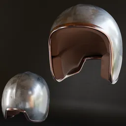 High-quality 3D model of a metal military helmet, low-poly with subdivision modifier compatibility for Blender.