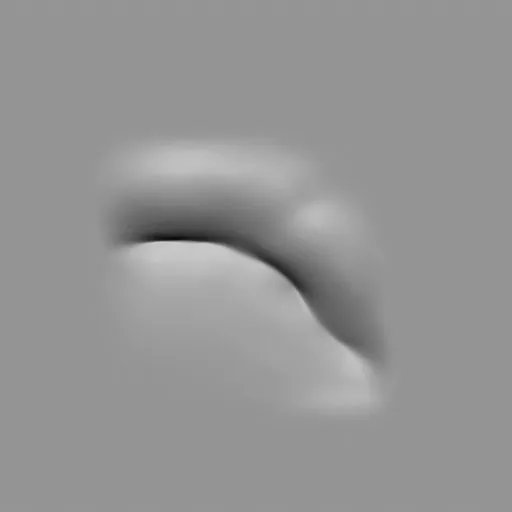 ER_Muscle brush 47 imprint for 3D sculpting detail on male figures between thighs and waist in Blender.