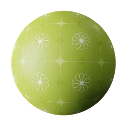 High-quality green ceramic PBR material with subtle floral pattern for Blender 3D artists, available in 2K and 4K textures.