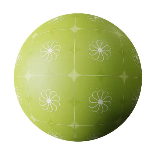 High-quality green ceramic PBR material with subtle floral pattern for Blender 3D artists, available in 2K and 4K textures.
