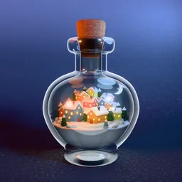 Magical Winter Village in a Bottle