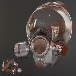 High-quality, low-poly 3D model of a retro military gas mask with subdiv modifier compatibility for Blender.