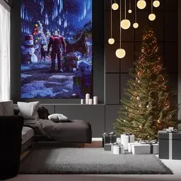 Indoor Christmas Wall Art Mockup