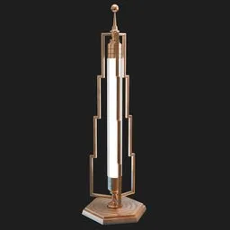 Detailed 3D-rendered Art Deco style floor lamp model with metallic accents, perfect for interior design visualizations in Blender.