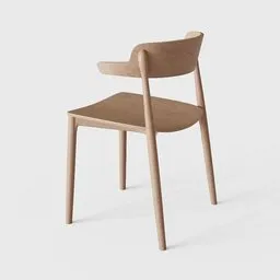 Detailed 3D wooden chair model with armrests, suitable for Blender rendering, showcasing modern furniture design.