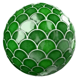 Ceramic tile fishscale green