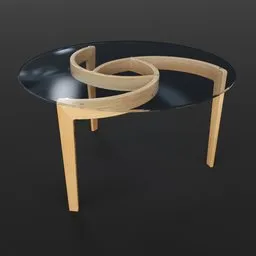 A coffee table with a glass top