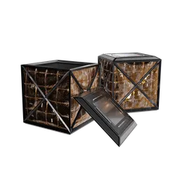 Realistic 3D insulated crates, one sealed and one open with lid off, designed for Blender rendering.