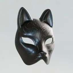 Black Japanese Kitsune Fox Mask