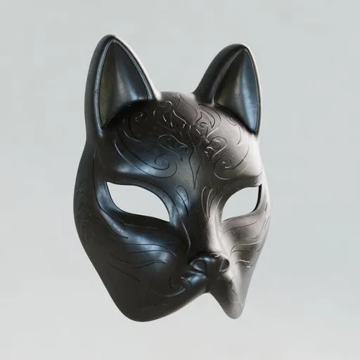 Black Japanese Kitsune Fox Mask