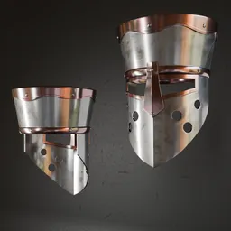 Detailed 3D model of an ancient metallic helmet with shoe belt details, ideal for Blender, available for download.