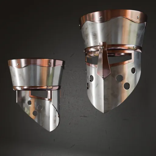 Detailed 3D model of an ancient metallic helmet with shoe belt details, ideal for Blender, available for download.