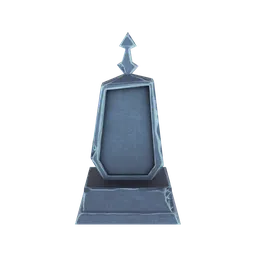 Detailed 3D digital model of a stylized tombstone for use in Blender, ideal for eerie virtual environments.