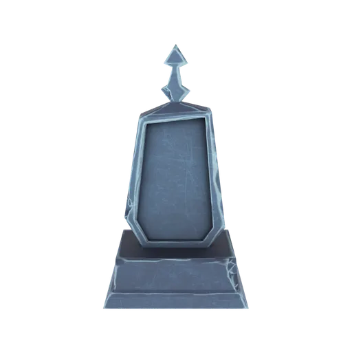 Detailed 3D digital model of a stylized tombstone for use in Blender, ideal for eerie virtual environments.