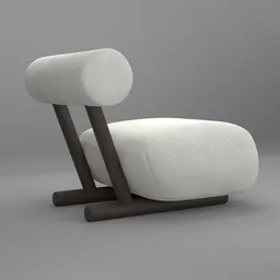 "Contemporary Wool Lounge Chair for Blender 3D: Navagio Occasional Chair Coco Republic. This 3D model features a white chair with a wooden frame and sheep wool upholstery. Perfect for modern furniture designs in Blender 3D."