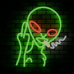 Neon Alien Wall Art
