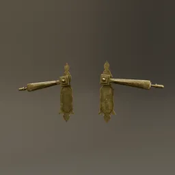 Realistic brass door handle 3D model with detailed textures, suitable for Blender rendering and architectural visualization.