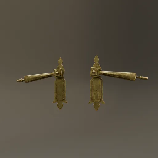 Realistic brass door handle 3D model with detailed textures, suitable for Blender rendering and architectural visualization.