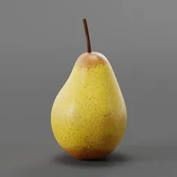 Realistic 3D pear model with textured skin, optimized for Blender rendering.
