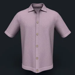 Citrine Stitch Knit Button-Down Shirt