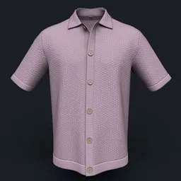 Citrine Stitch Knit Button-Down Shirt