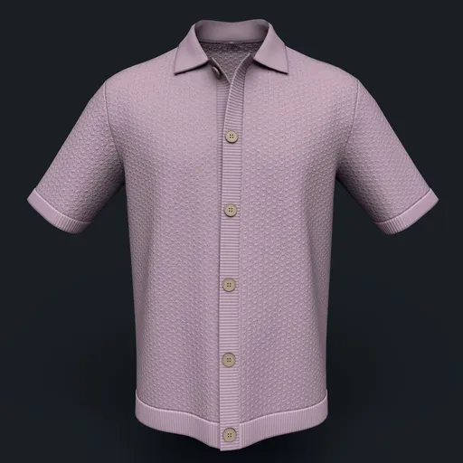 Citrine Stitch Knit Button-Down Shirt