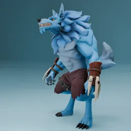 Stylized Wolf Warroir-Rigged-Animated