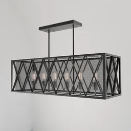 Realistic 3D model of a black iron industrial-style ceiling light, compatible with Blender.