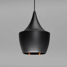 3D model of a sculptural Pendant Lamp Dixon in black with a gold interior, designed for Blender rendering.