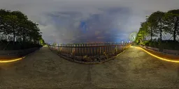 Seaside walkway at night