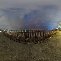 Seaside walkway at night