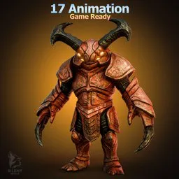 Horned Armored Monster Rigged Animated