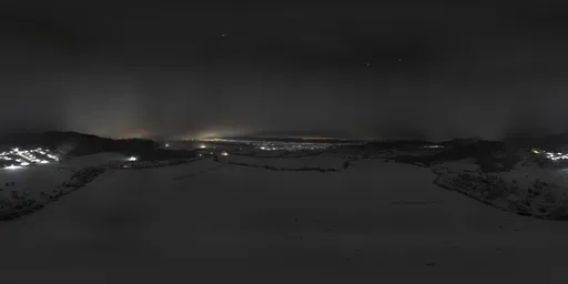 Snowy Night Over Farm Fields