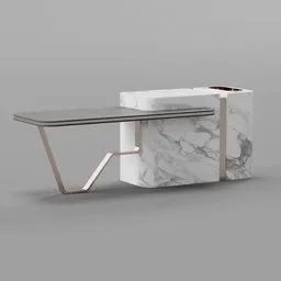 Elegant marble and metal bar island 3D model, ideal for contemporary kitchen or bar visualizations.