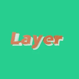 3D animated text "Layer" with artistic distortion on a green background, made using Blender Geometry node.