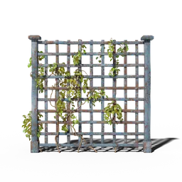 Detailed 3D model of a vine-covered wooden trellis, optimized for Blender rendering, ideal for garden scenes.