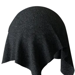 4K PBR Black Knitted Cotton fabric texture with small furs, showcasing enhanced detail and seamless tiling for 3D rendering.