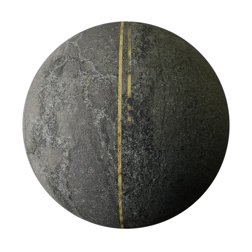 High-resolution seamless road surface PBR texture for 3D rendering in Blender and compatible software.