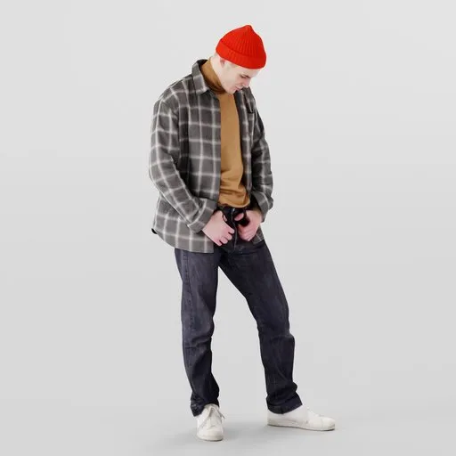 Realistic 3D model of a stylish male figure in casual attire, ideal for Blender 3D projects.