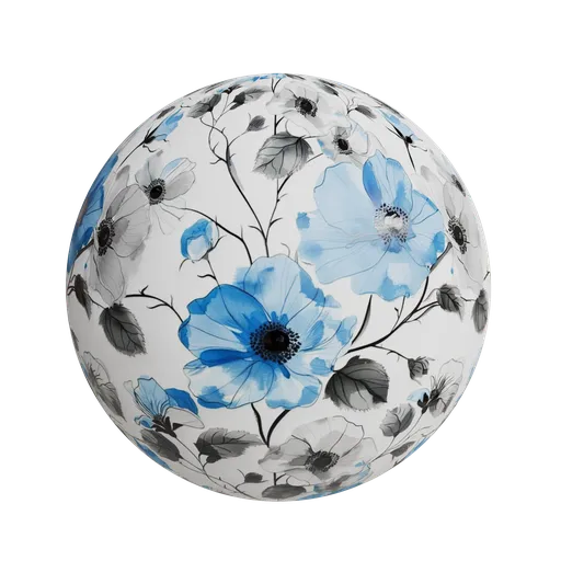 Blue floral wallpaper