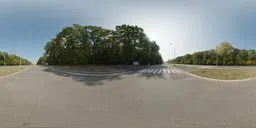 360-degree HDR image of a crosswalk with sun casting shadows for realistic lighting in 3D scenes.