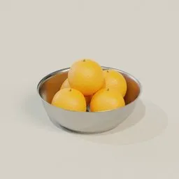 Fresh Oranges in Metal Bowl