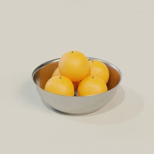 Fresh Oranges in Metal Bowl
