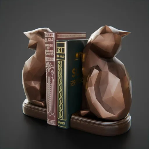 Low Poly Cat Bookends